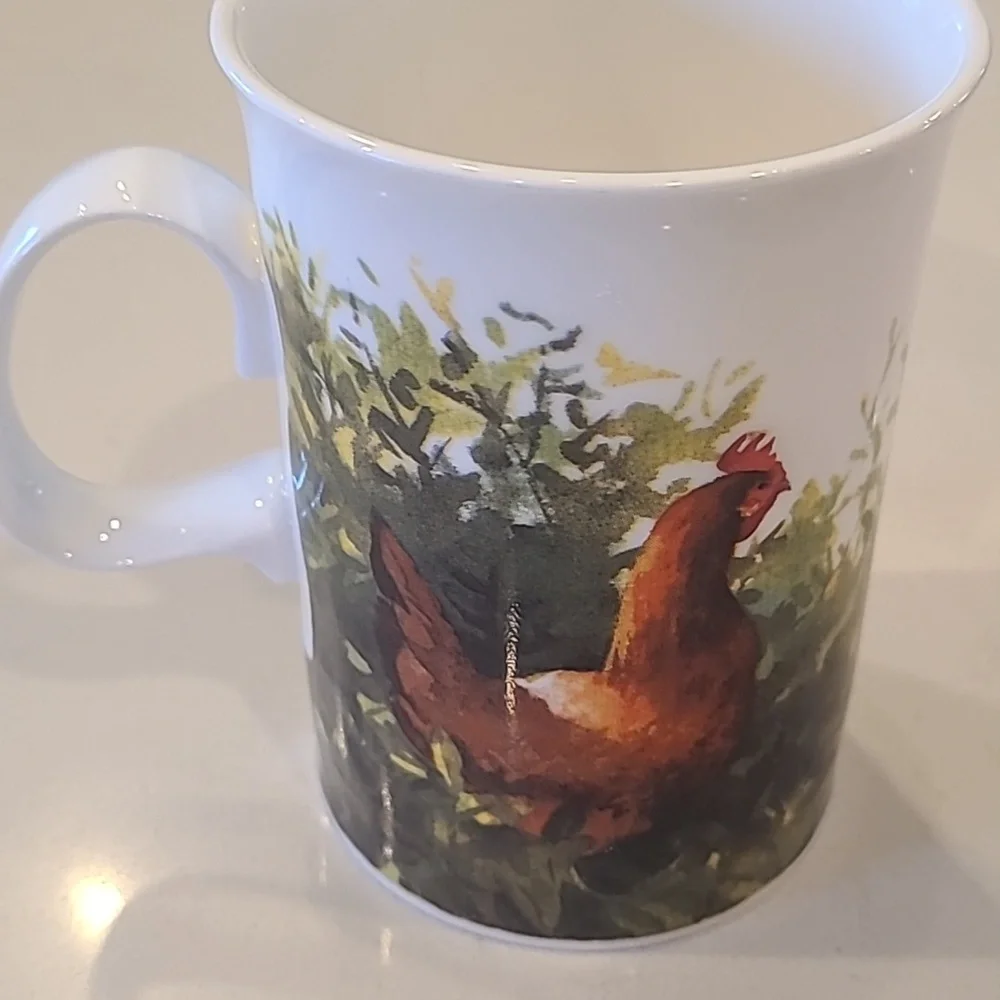 Dunoon Made in England Rooster Farm Fine Bone China Mug
